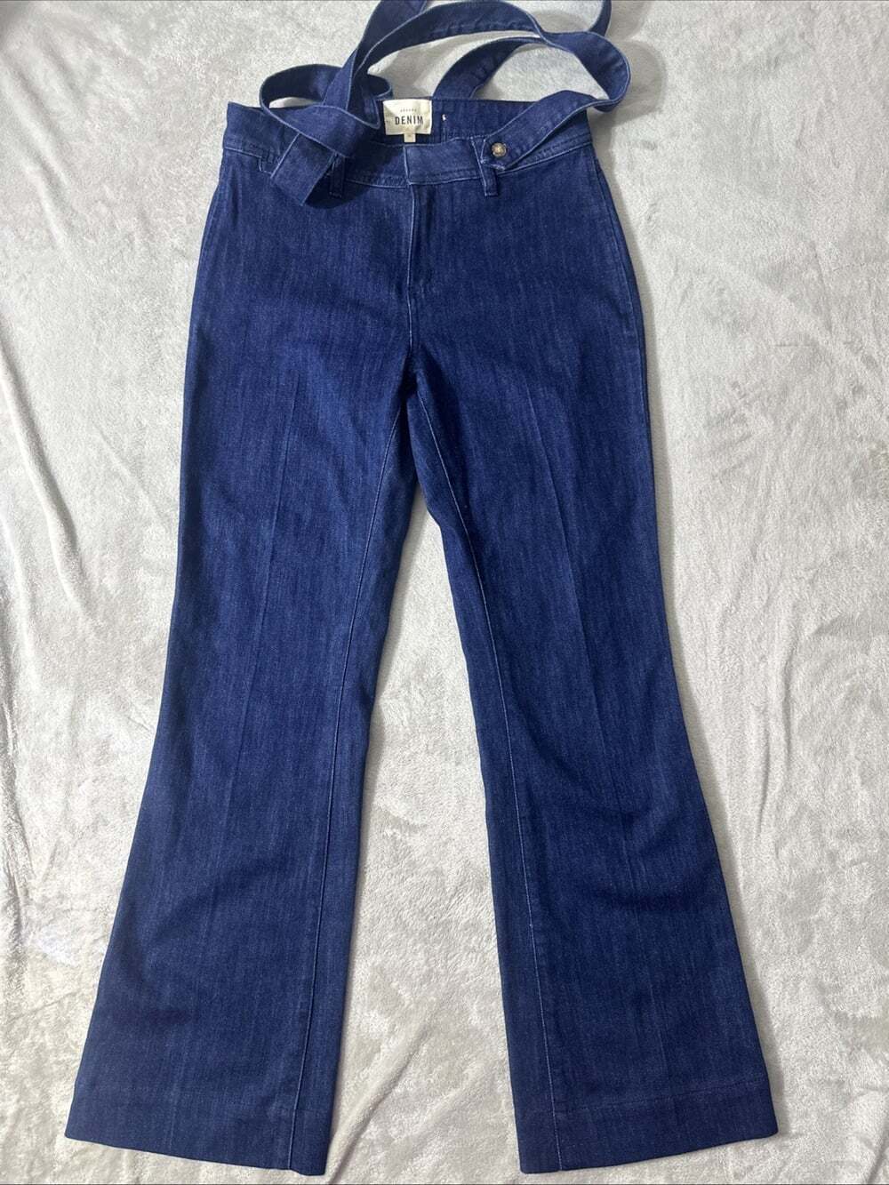 Sézane Denim Women FR 36 US 4 Blue High Rise Flare Jeans Suspenders